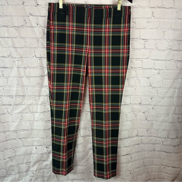 J. Crew Tartan Plaid ruby full length Pant sz 12 holiday preppy classic - Picture 1 of 9